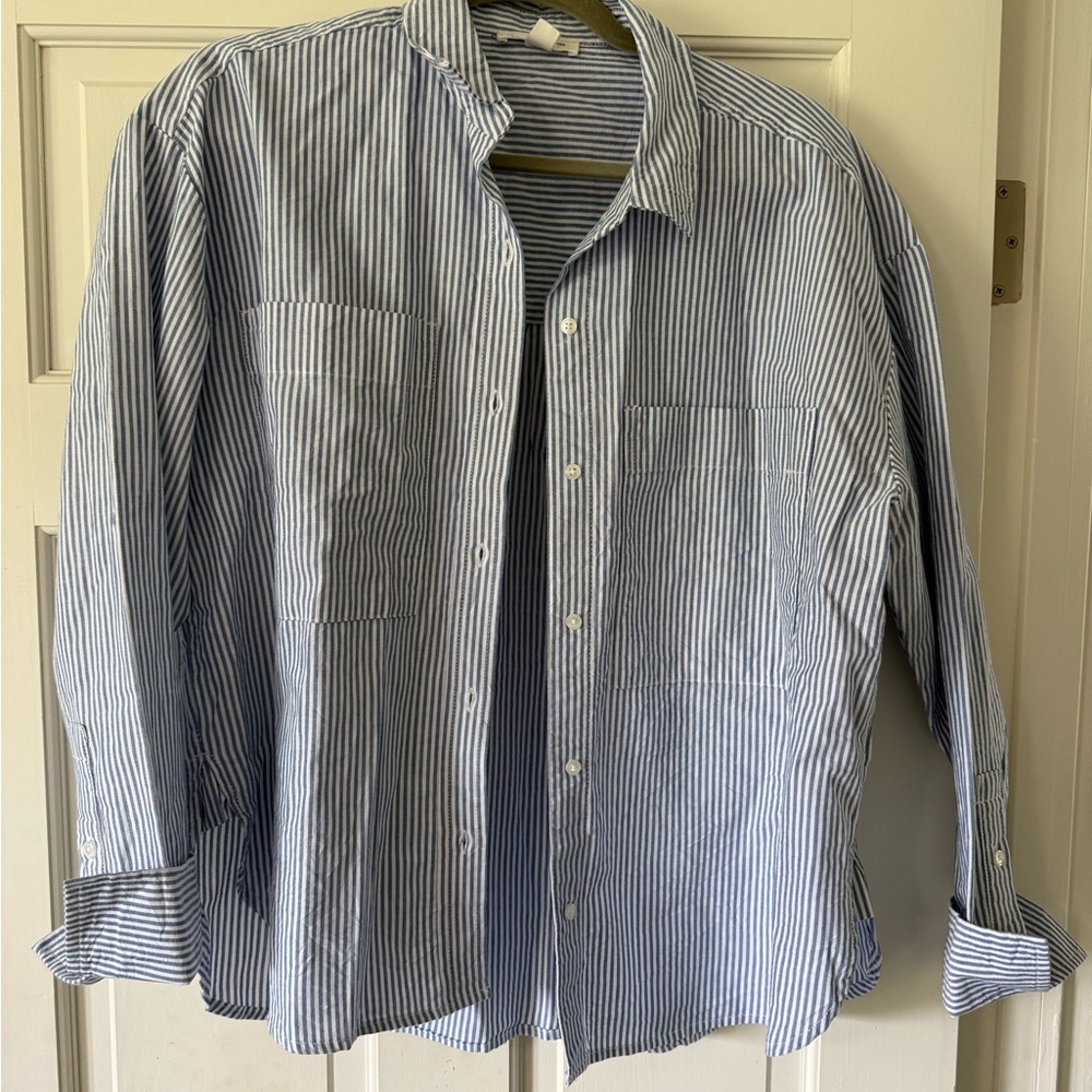 Blue & White Button Up
